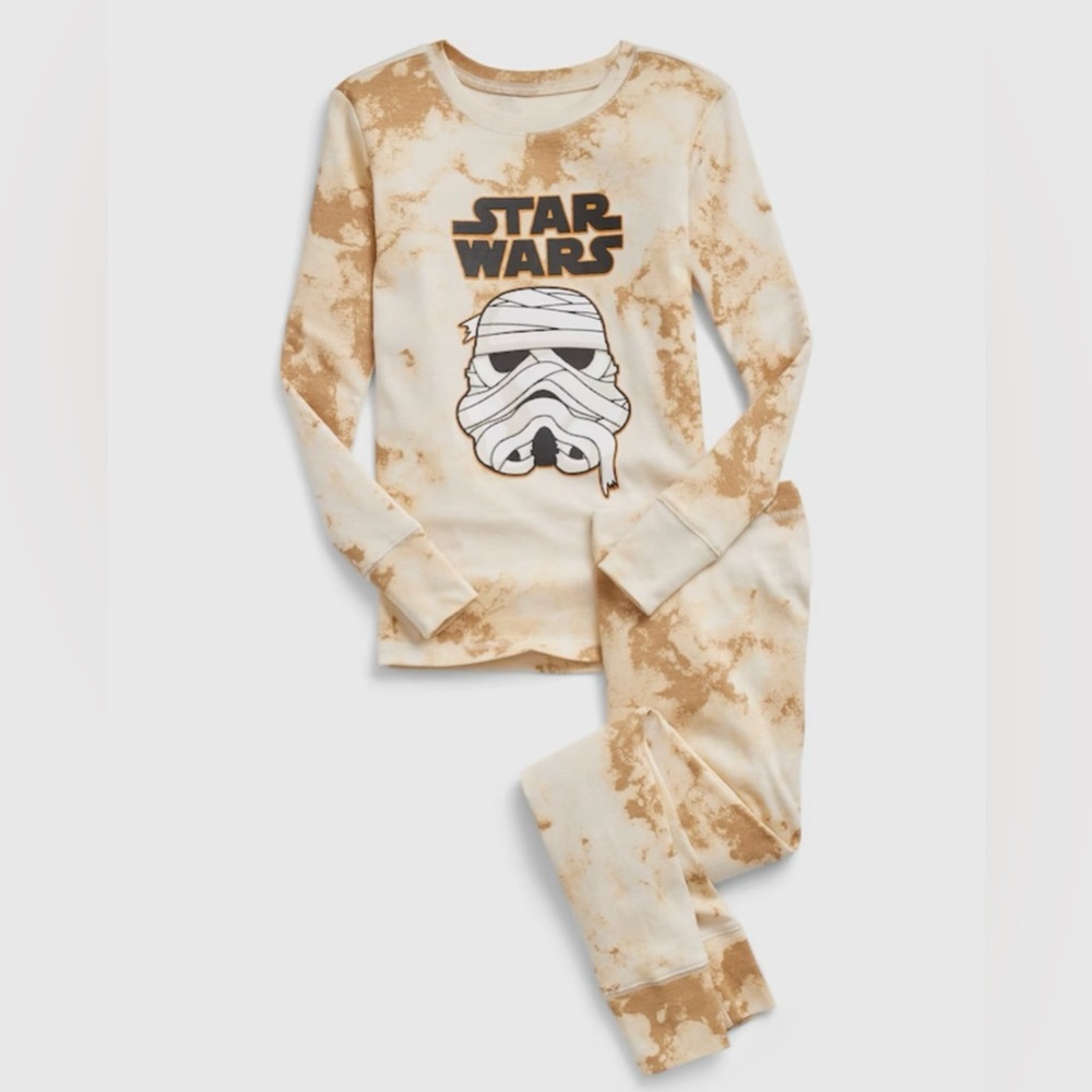 GapKids Star Wars Organic Cotton Tie-Dye Halloween PJ Set Storm Trooper Mummy 8